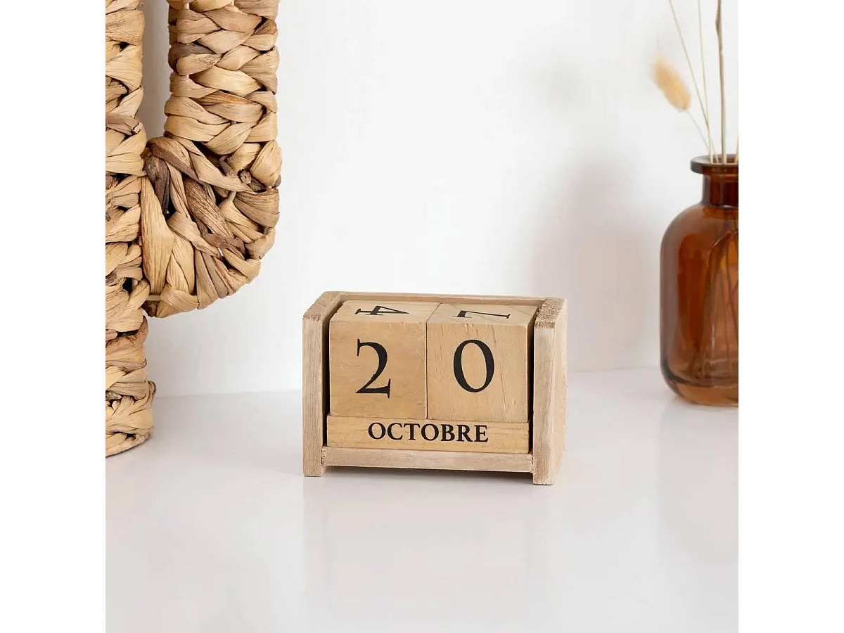 Calendrier en Bois "Colonial" 11cm Naturel