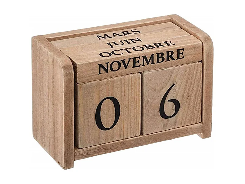 Calendrier en Bois "Colonial" 11cm Naturel