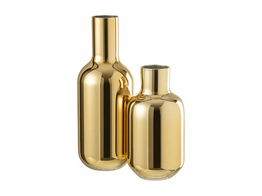 Botella decorativa de vidrio dorado de 12x12x32 cm