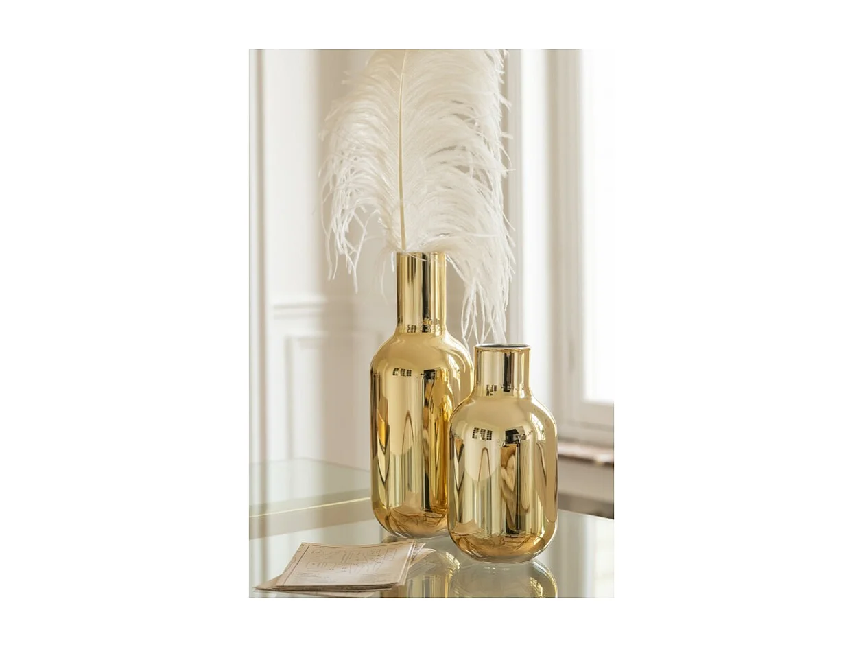 Botella decorativa de vidrio dorado de 12x12x32 cm