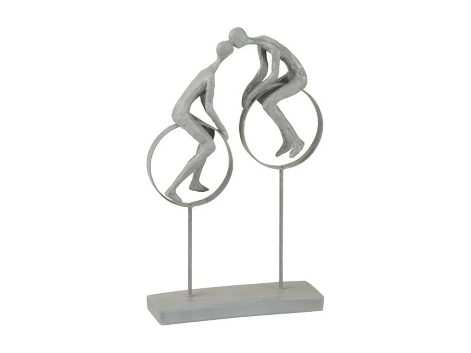 Statuette Déco "Couple sur Cercle" 35cm Gris