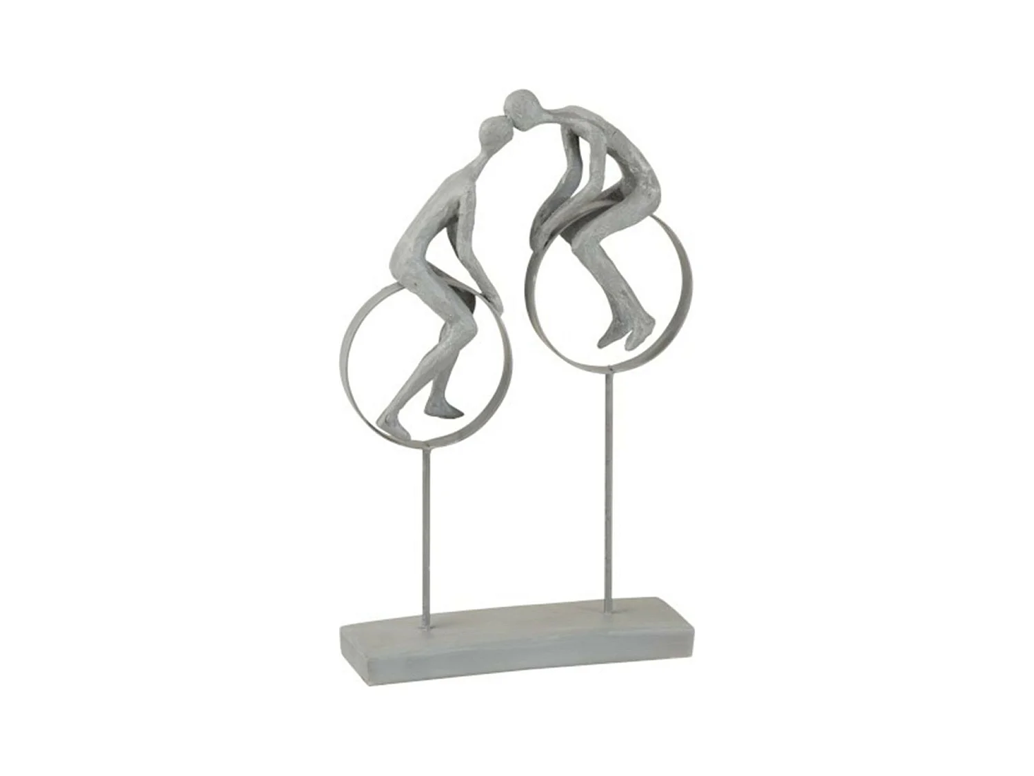 Statuette Déco "Couple sur Cercle" 35cm Gris