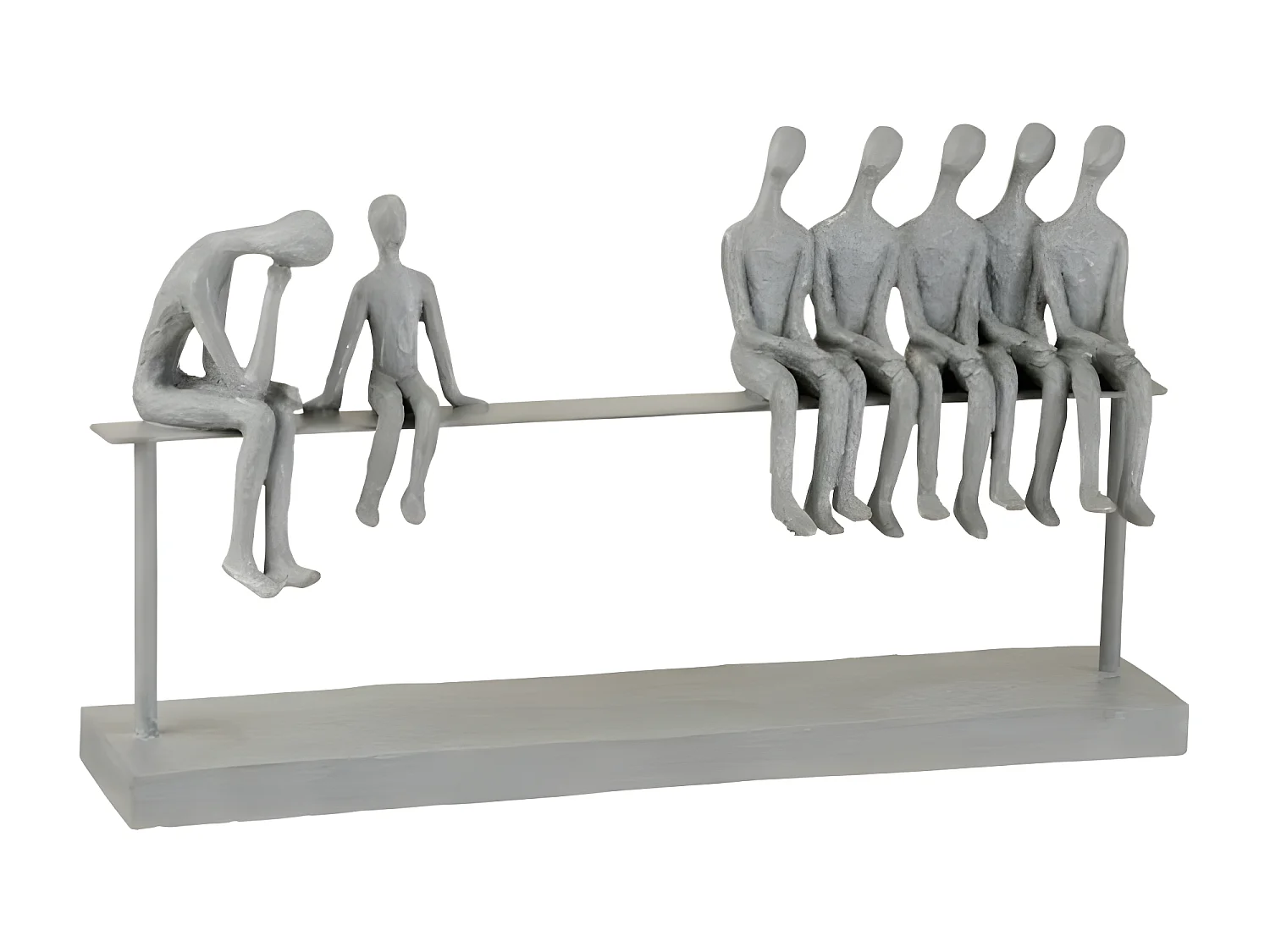 Statuette Déco "7 Personnes Assises" 40cm Gris