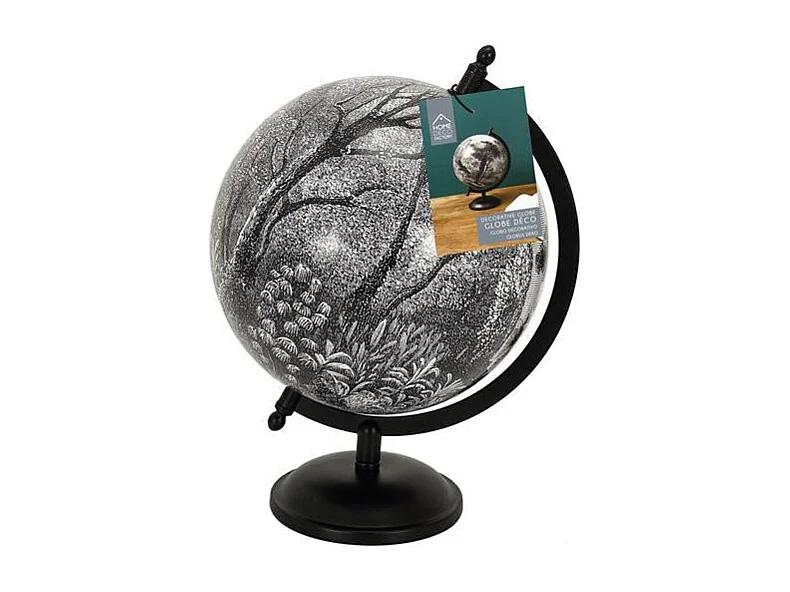 Globe Deco Black Forest D21.4cm Noir, Blanc