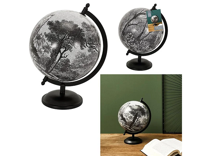Globe Deco Black Forest D21.4cm Noir, Blanc