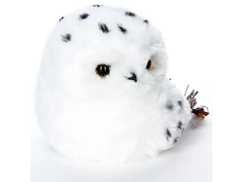 Statuette Déco "Hibou Fourrure" 21cm Blanc