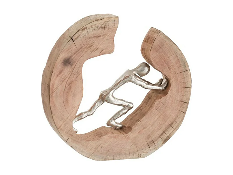 Statuette Déco "Pousse" 29cm Naturel & Argent