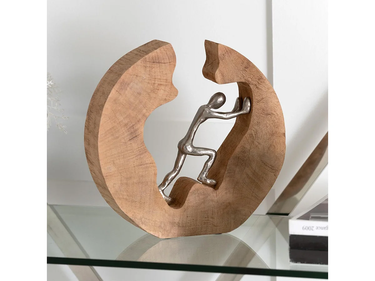 Statuette Déco "Pousse" 29cm Naturel & Argent