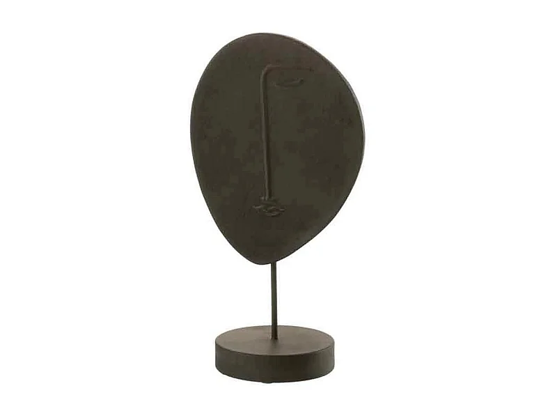 Statuette Déco sur Socle "Tête Plate" 34cm Noir