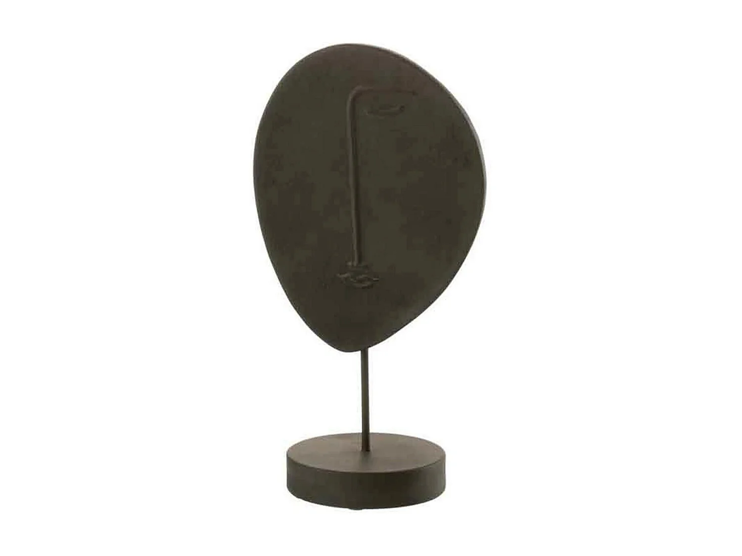 Statuette Déco sur Socle "Tête Plate" 34cm Noir