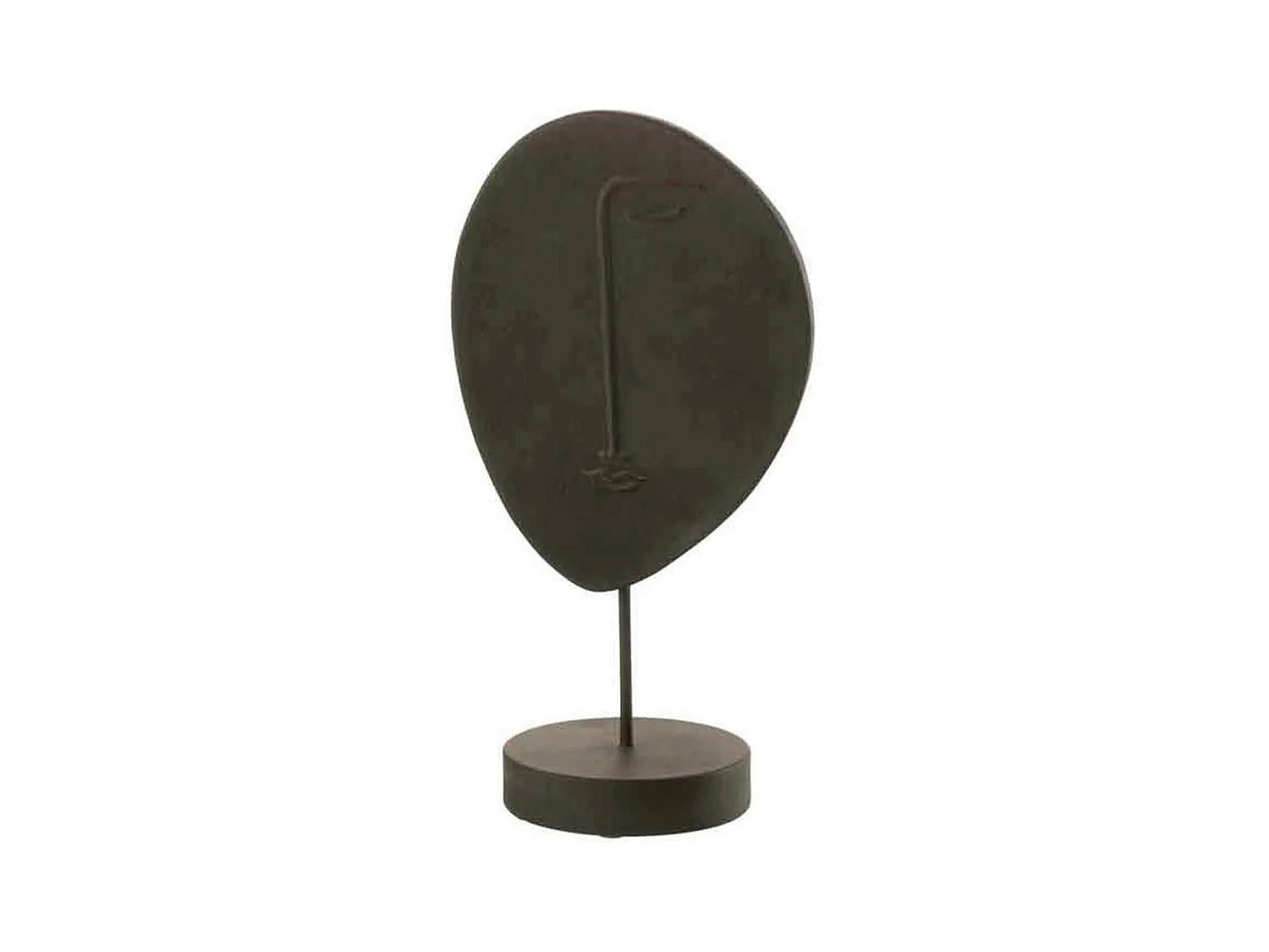 Statuette Déco sur Socle "Tête Plate" 34cm Noir