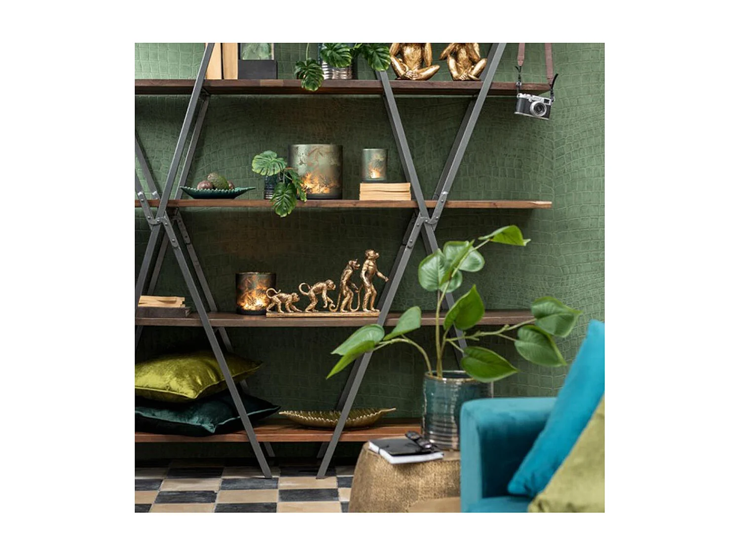 Statuette Déco "Singe Evolution" 43cm Or