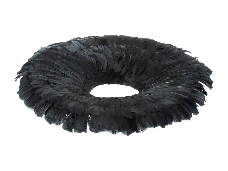 Couronne Déco "Plumes" 52cm Noir