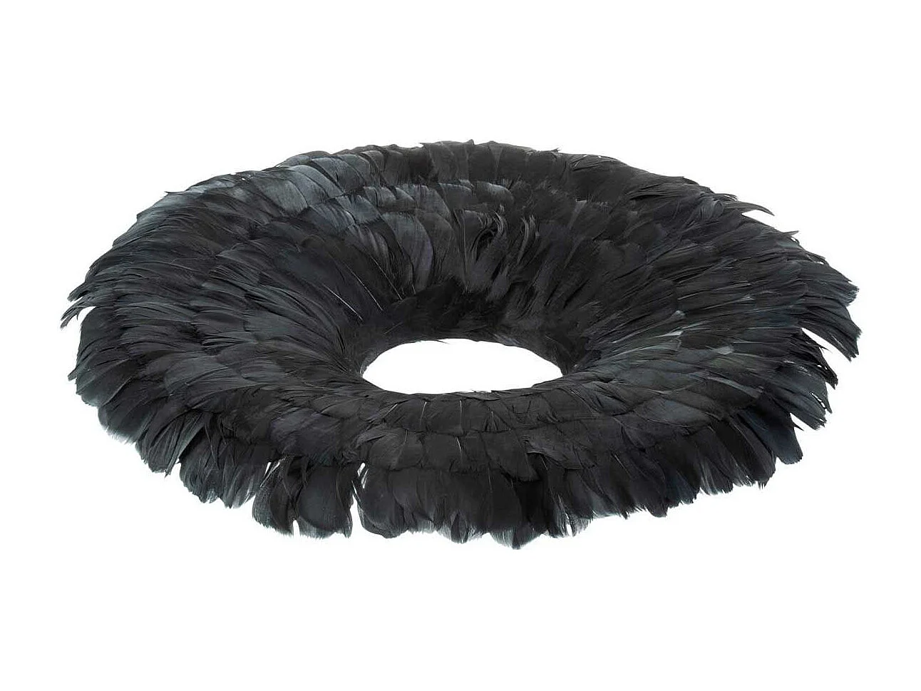 Couronne Déco "Plumes" 52cm Noir