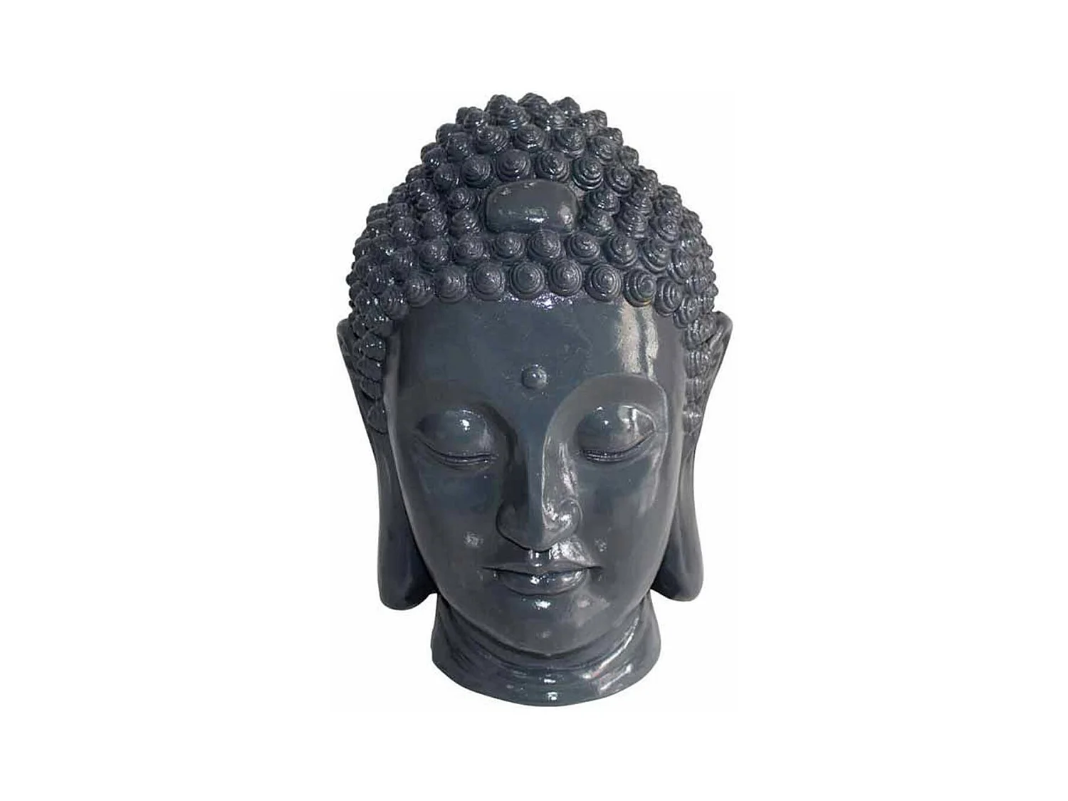 Statue Déco "Tête de Bouddha" 34cm Gris