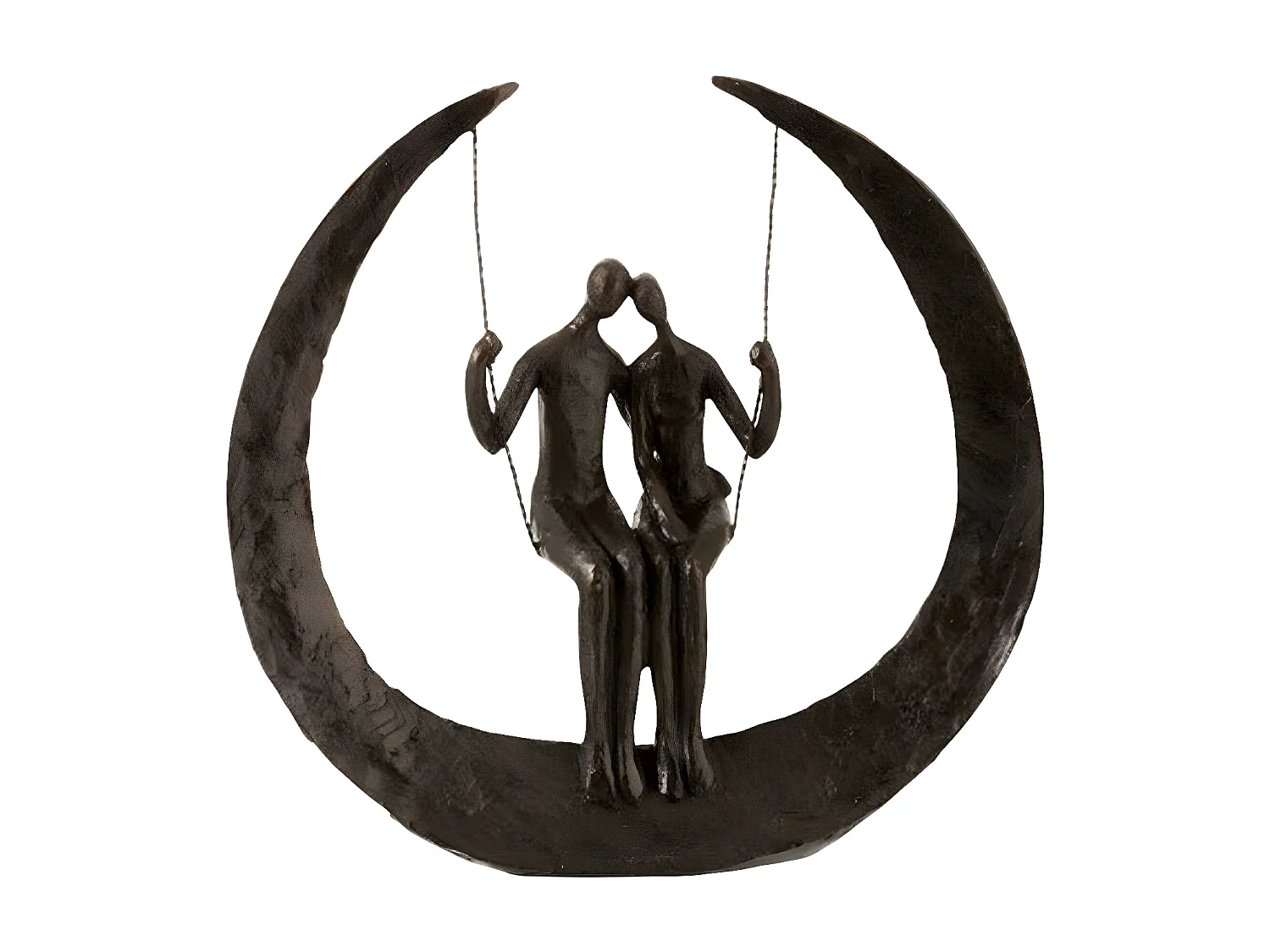 Statuette Déco "Couple Balançoire" 30cm Marron