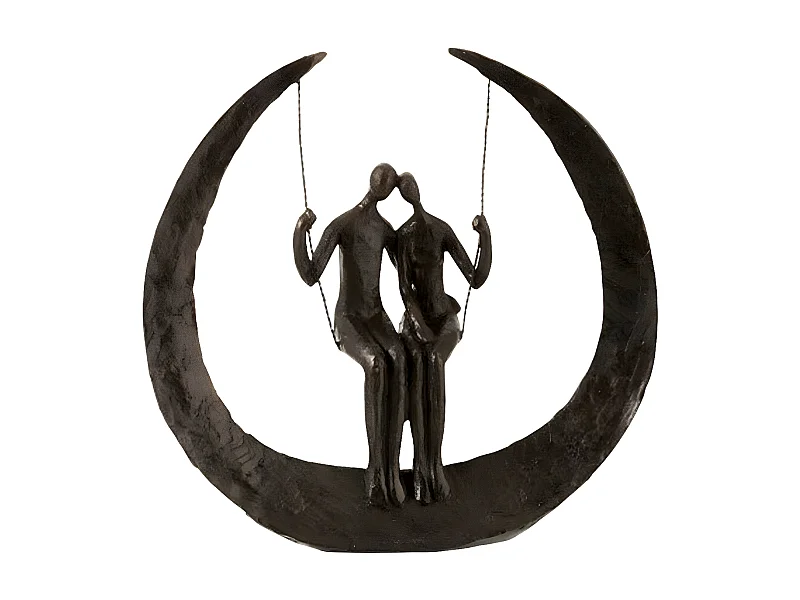 Statuette Déco "Couple Balançoire" 30cm Marron