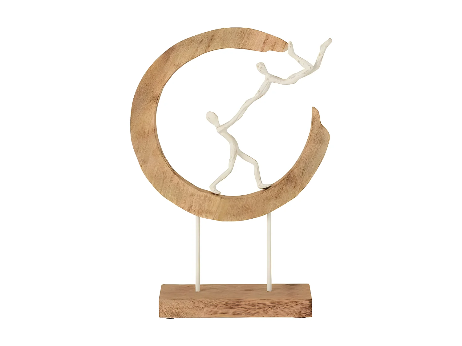 Statue Déco en Bois "Couple" 46cm Naturel