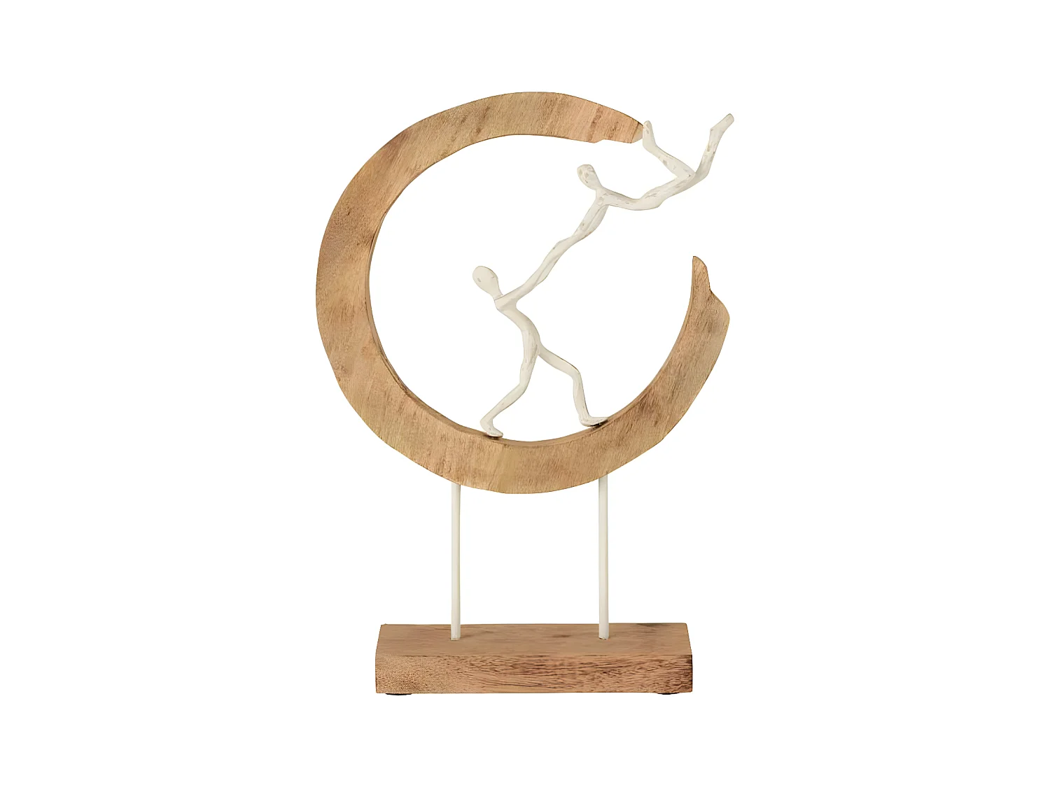 Statue Déco en Bois "Couple" 46cm Naturel