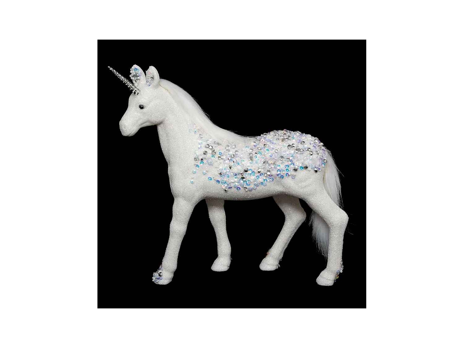Licorne avec Paillettes "Légende d'Hiver" 25cm Blanc