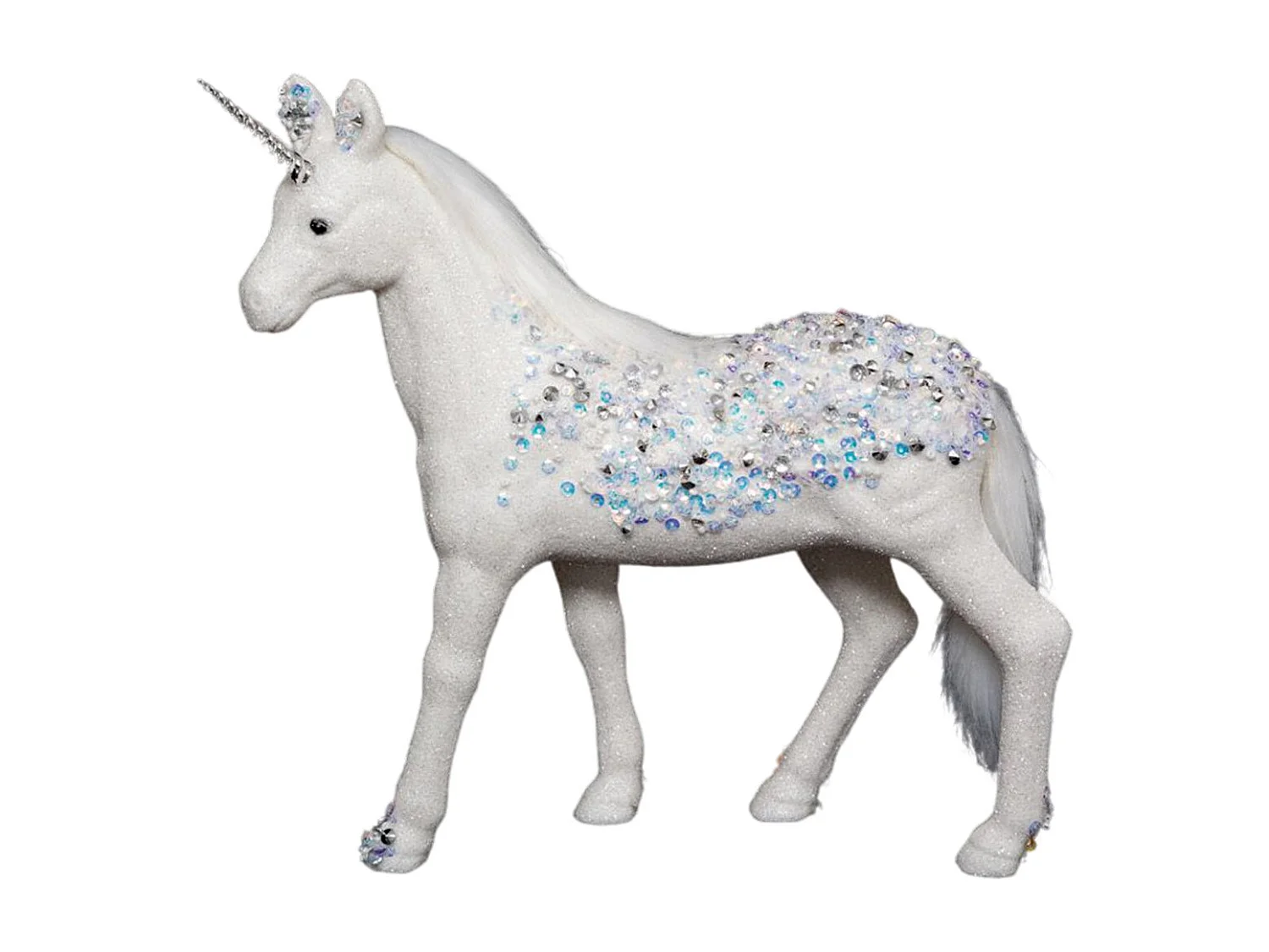 Licorne avec Paillettes "Légende d'Hiver" 25cm Blanc
