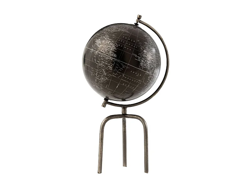 Globe sur Pied Trépied "Smokey" 60cm Argent & Noir
