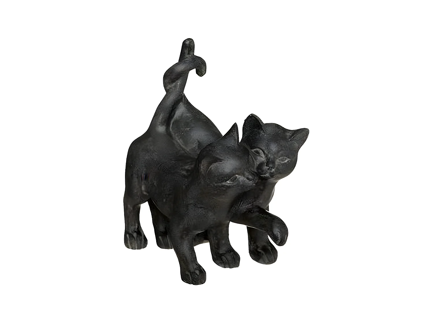 Statuette Déco "Couple Chatons" 15cm Noir