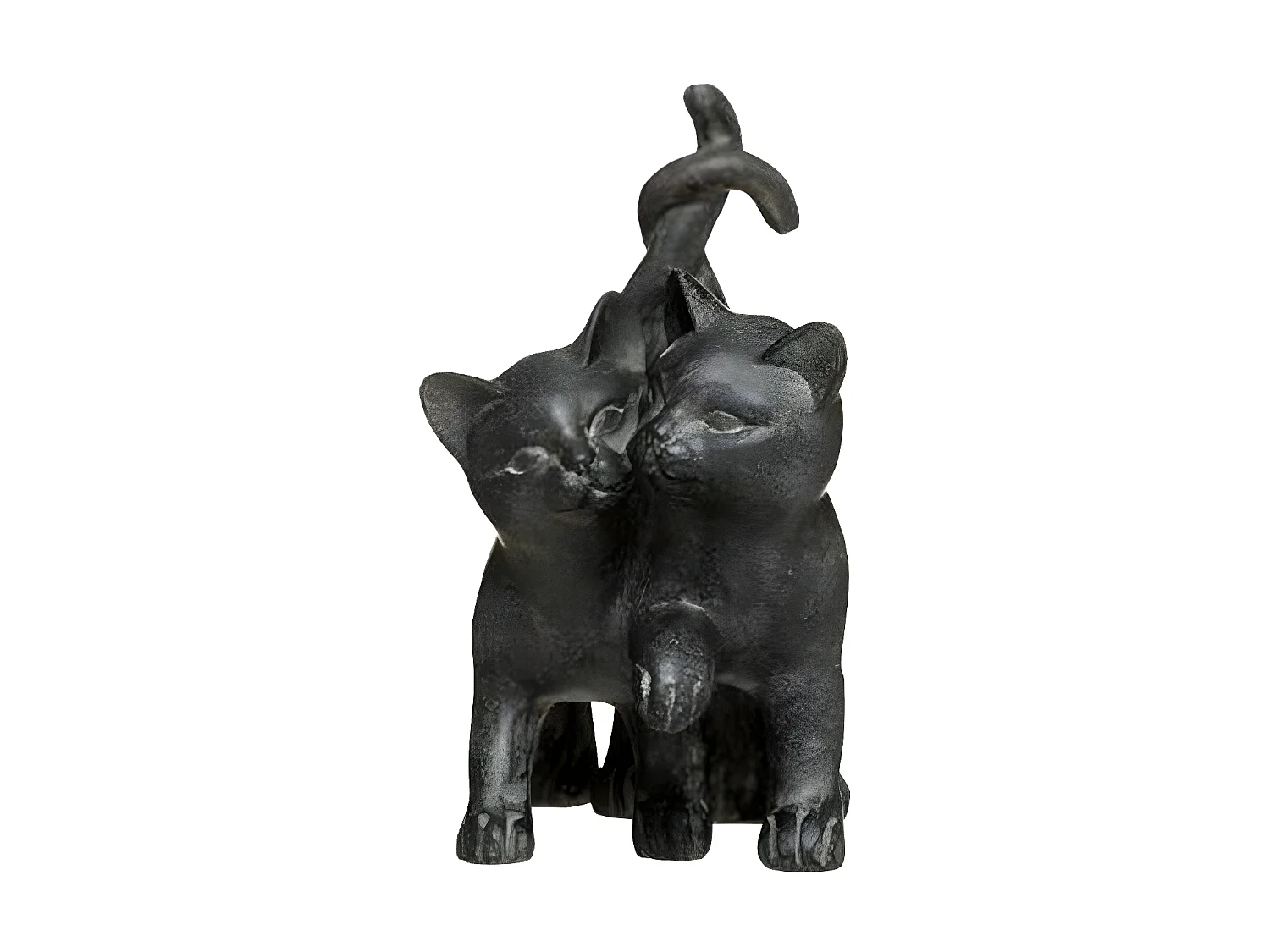 Statuette Déco "Couple Chatons" 15cm Noir