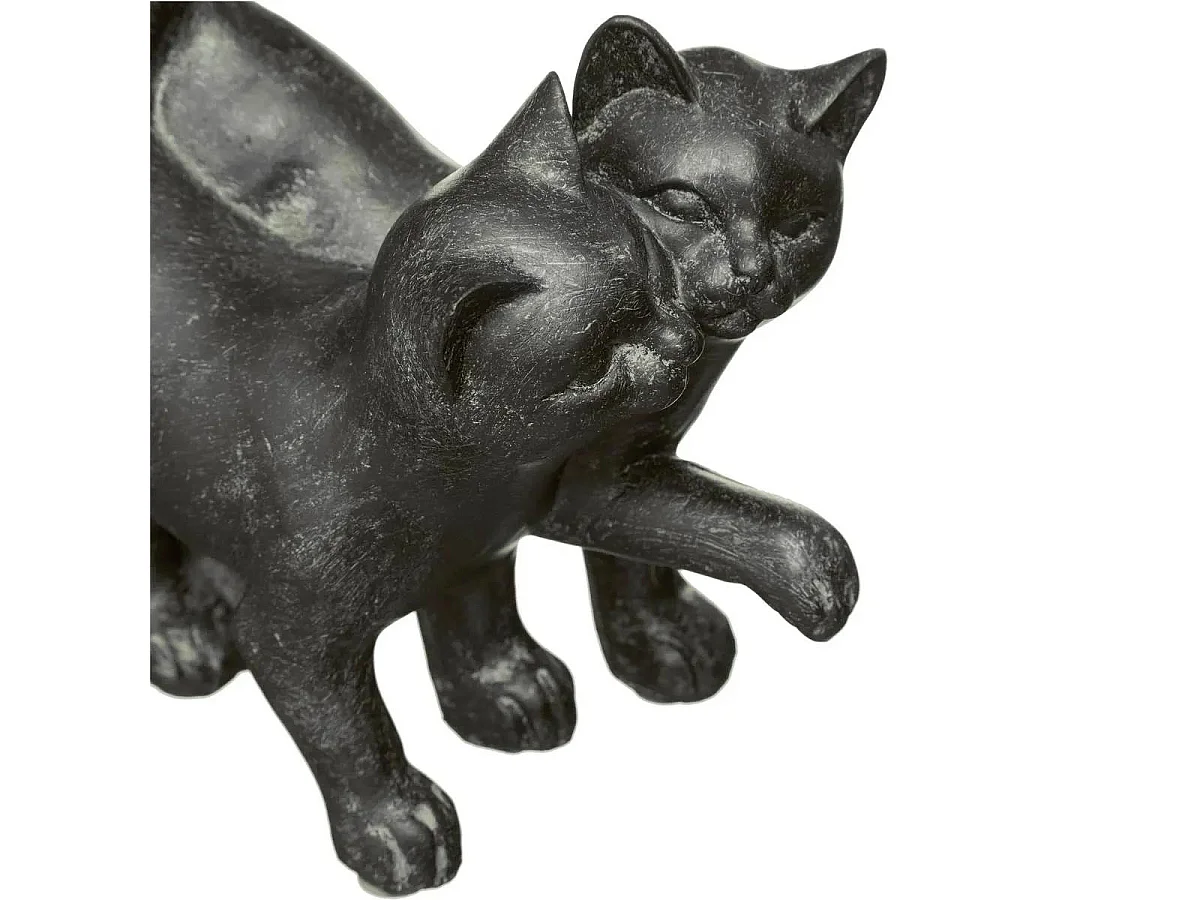 Statuette Déco "Couple Chatons" 15cm Noir