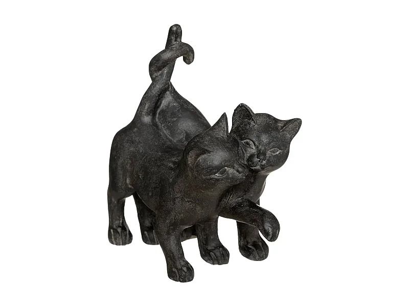 Statuette Déco "Couple Chatons" 15cm Noir