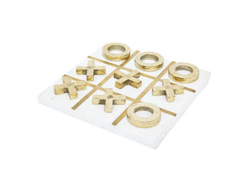 Jeu Morpion en Marbre Déco "Sublima" 18cm Blanc