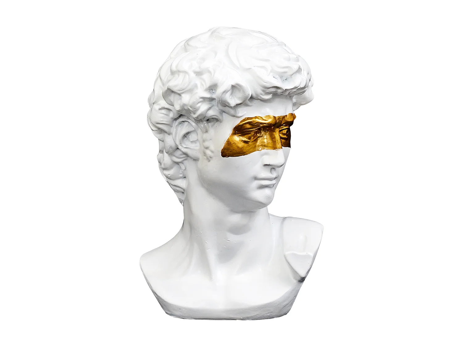 Statue David Masque Dore H15cm Blanc, Or