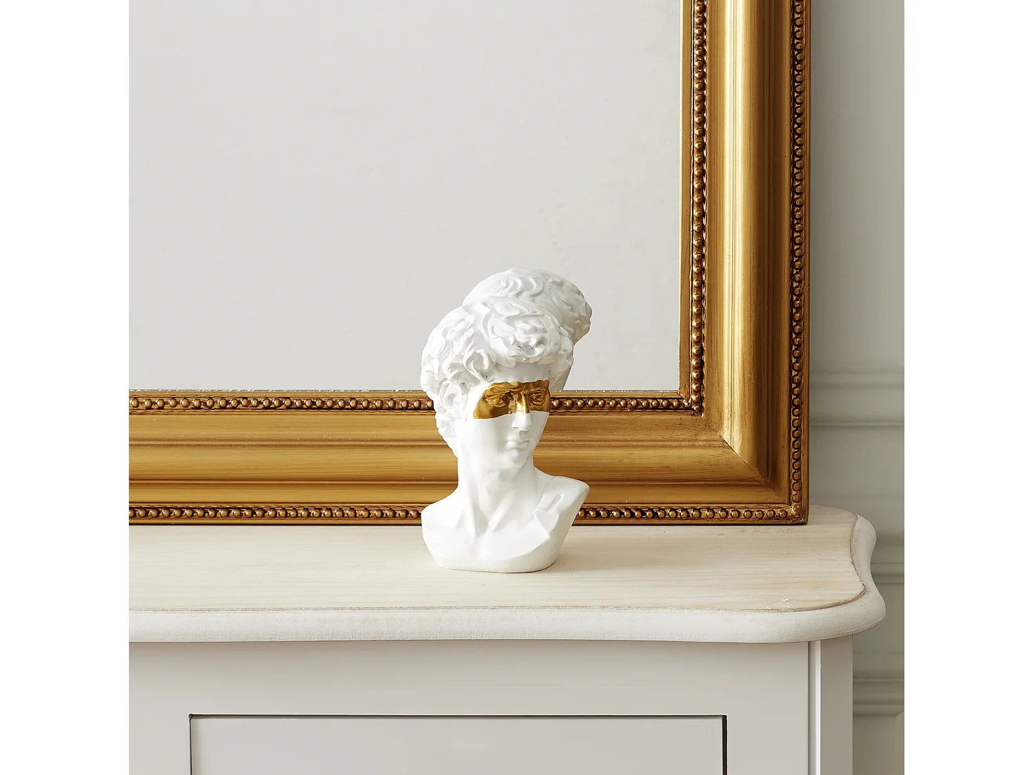 Statue David Masque Dore H15cm Blanc, Or