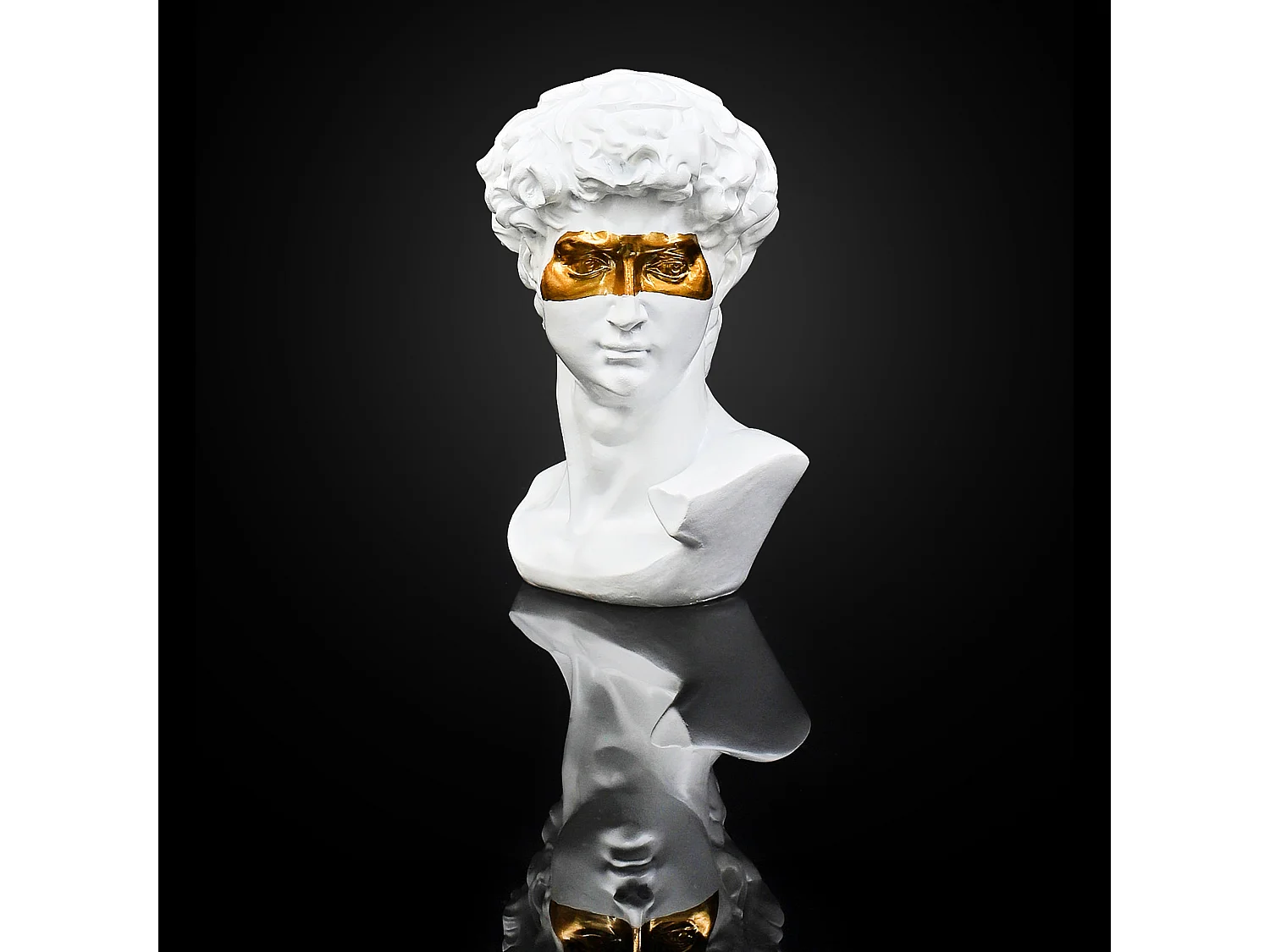 Statue David Masque Dore H15cm Blanc, Or