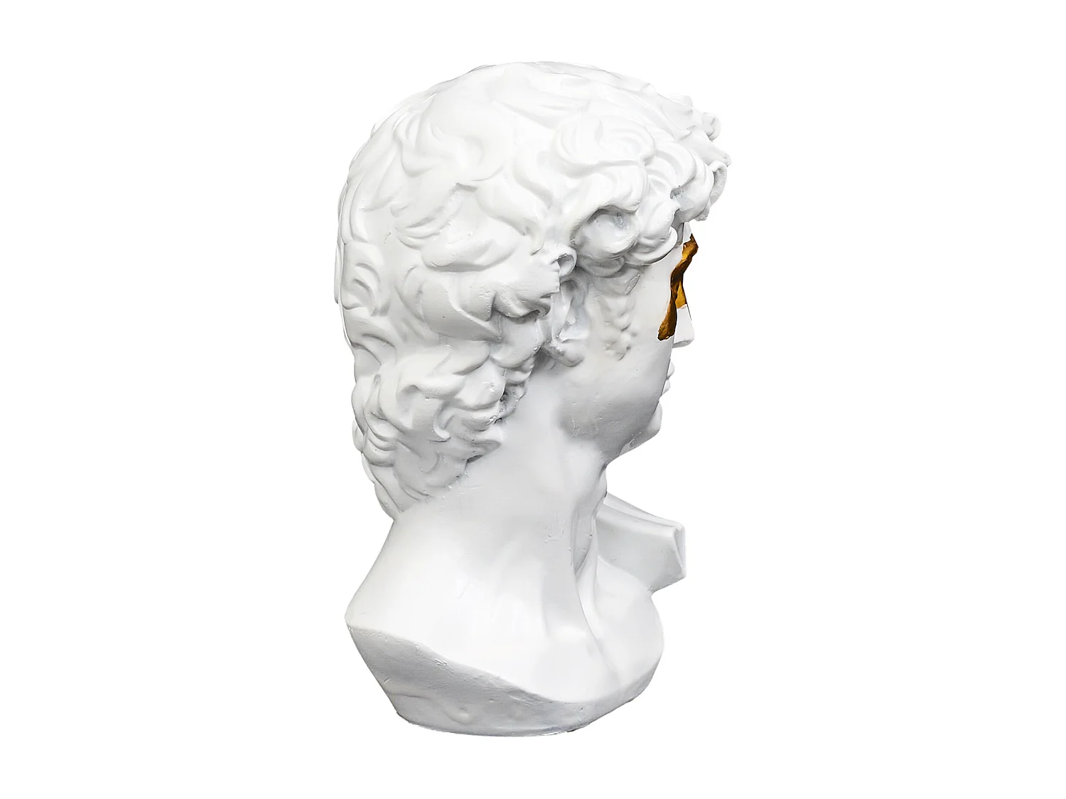 Statue David Masque Dore H15cm Blanc, Or