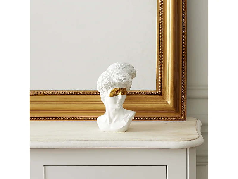 Statue David Masque Dore H15cm Blanc, Or