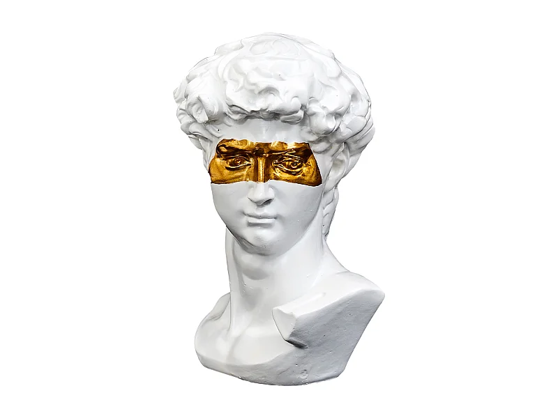Statue David Masque Dore H15cm Blanc, Or