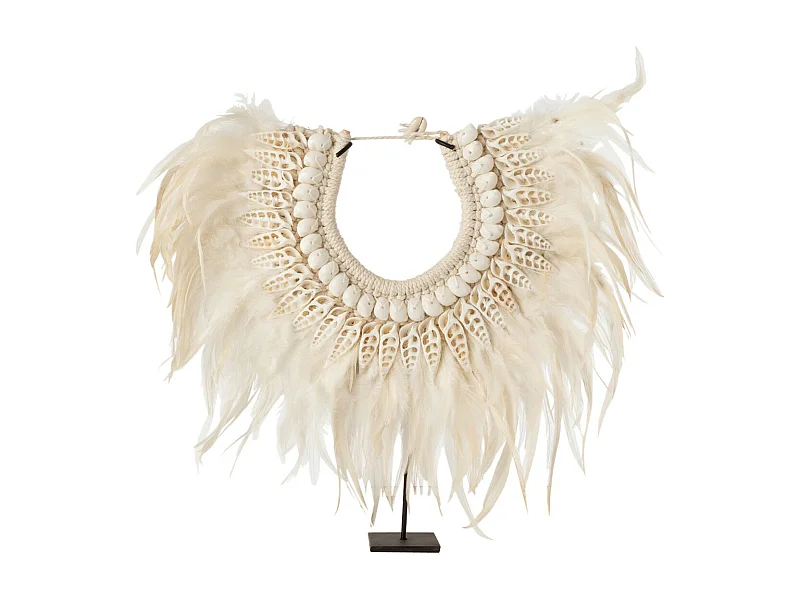 Collier Déco en Bois "Dora" 35cm Blanc