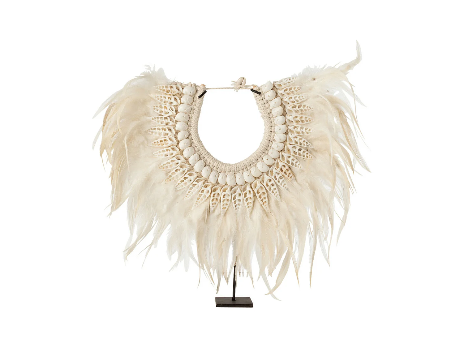 Collier Déco en Bois "Dora" 35cm Blanc