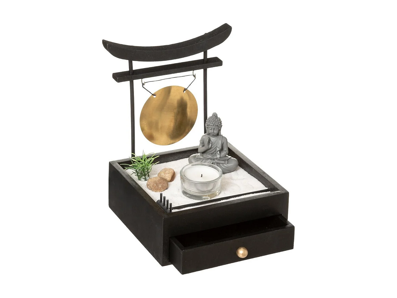Jardin Zen Bouddha "Tiroir" 21cm Noir