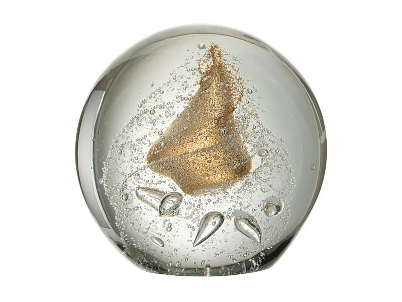 Presse-Papier Verre "Bulle" 17cm Transparent & Or