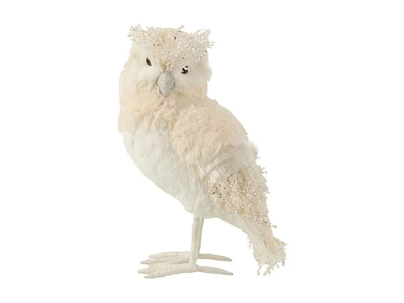 Gufo in tessuto color crema 29x22x39 cm