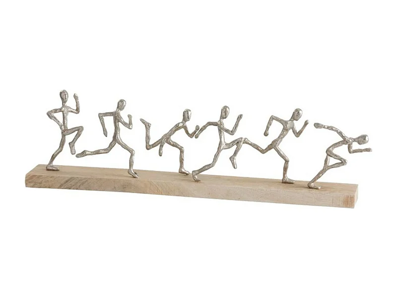 Statuette Déco "6 Coureurs" 67cm Naturel & Argent