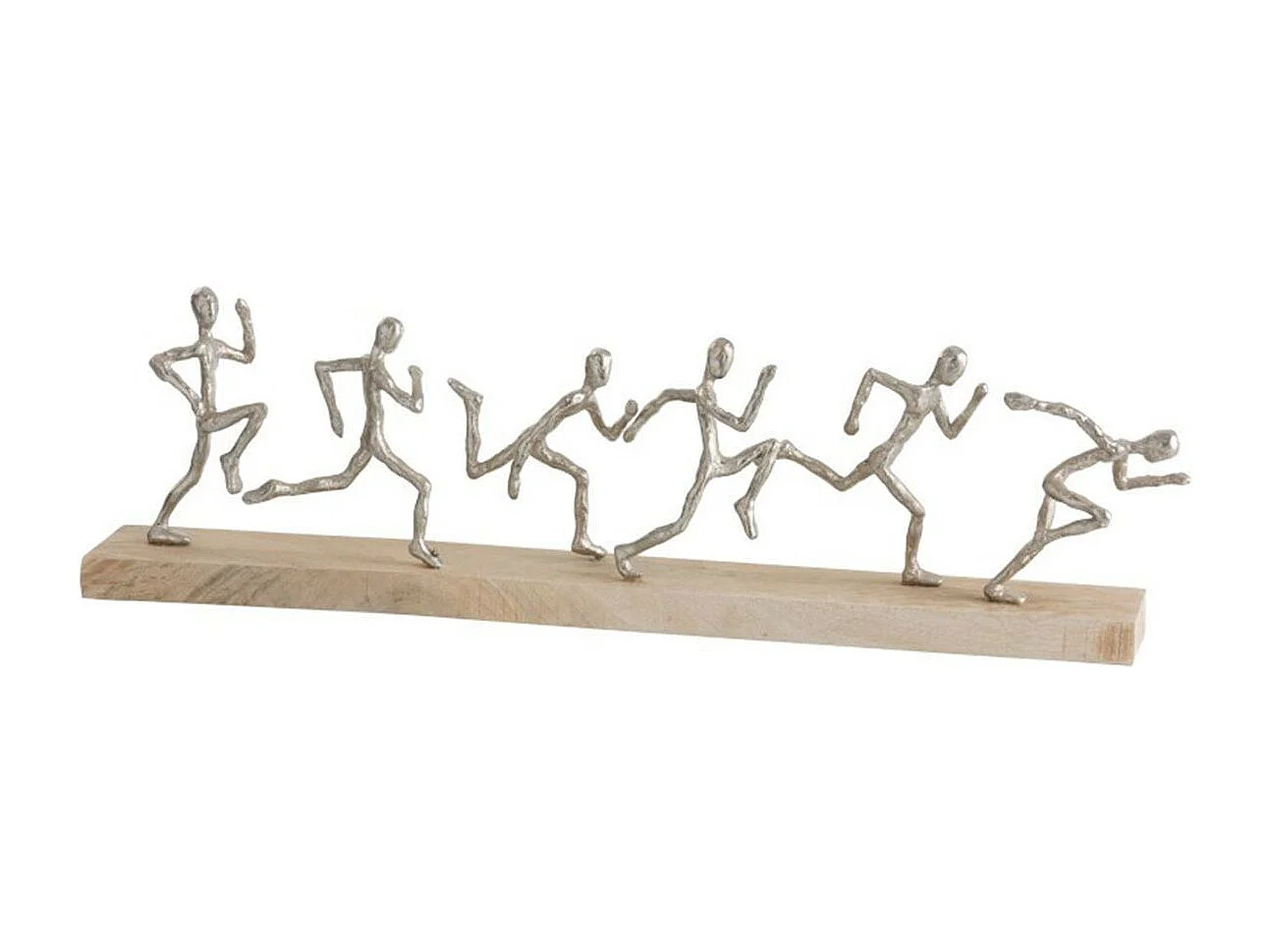 Statuette Déco "6 Coureurs" 67cm Naturel & Argent