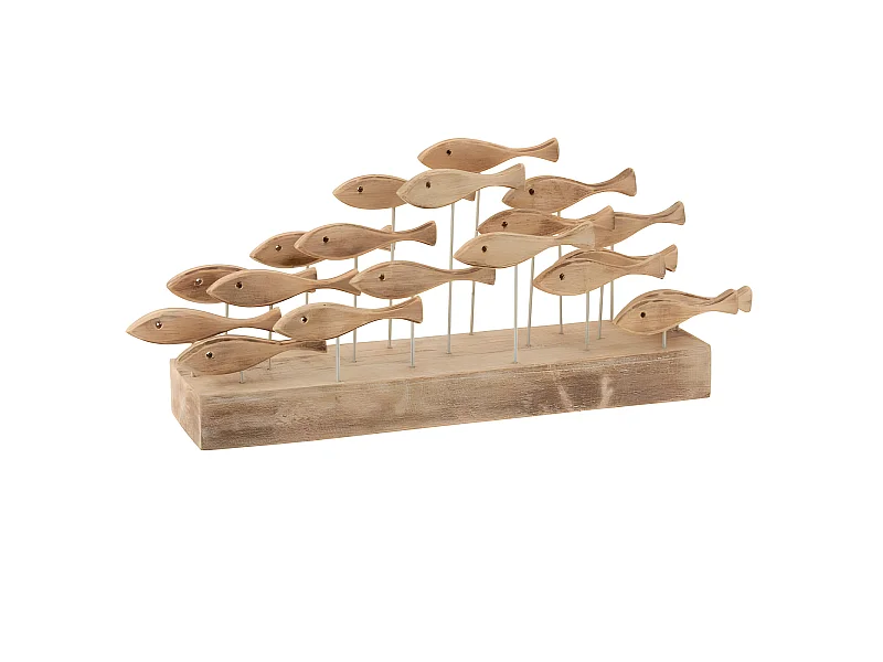 Statuette 19 Poissons sur Pied en Bois "Albasia" 72cm Naturel