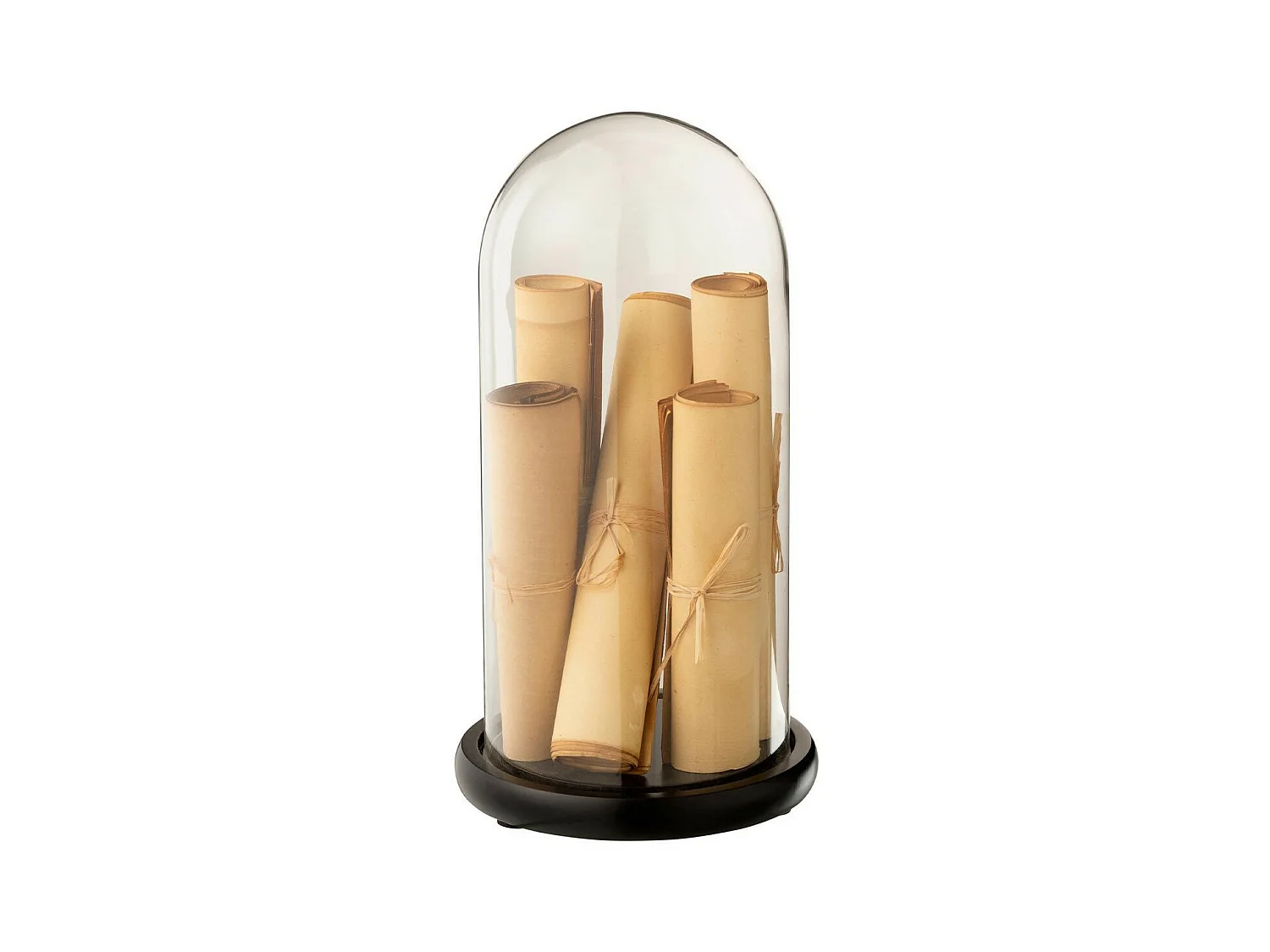Cloche Déco en Verre "Parchemins" 31cm Beige