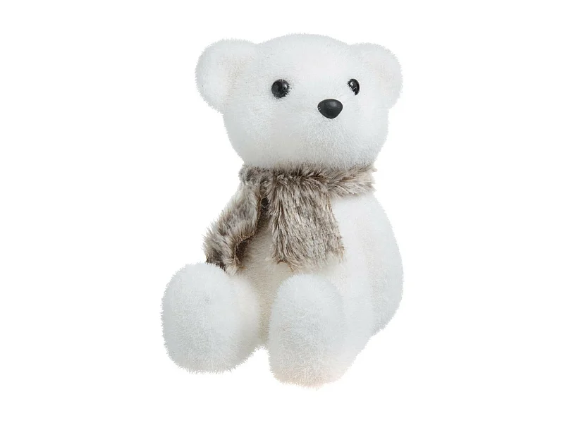 Statuette Déco Ours Assis "Polaire" 19cm Blanc