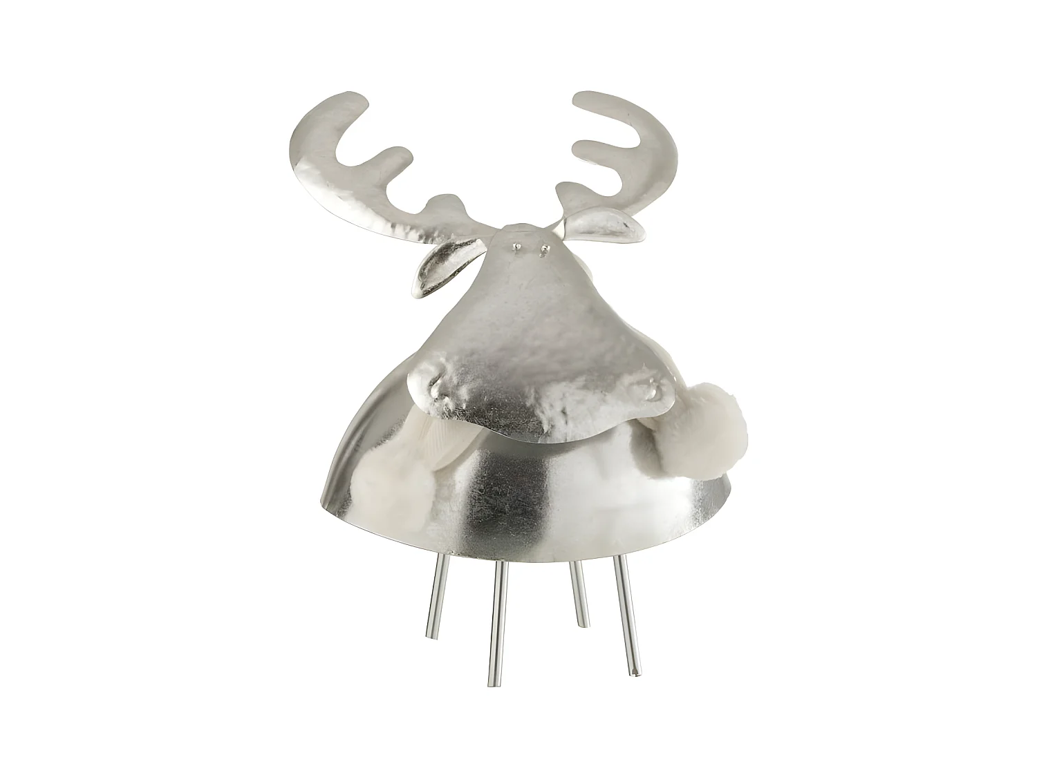 Statuette Déco "Cerf" 24cm Argent & Blanc