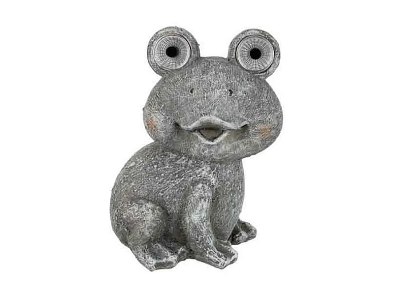 Statuette Déco "Grenouille Solaire" 22cm Gris