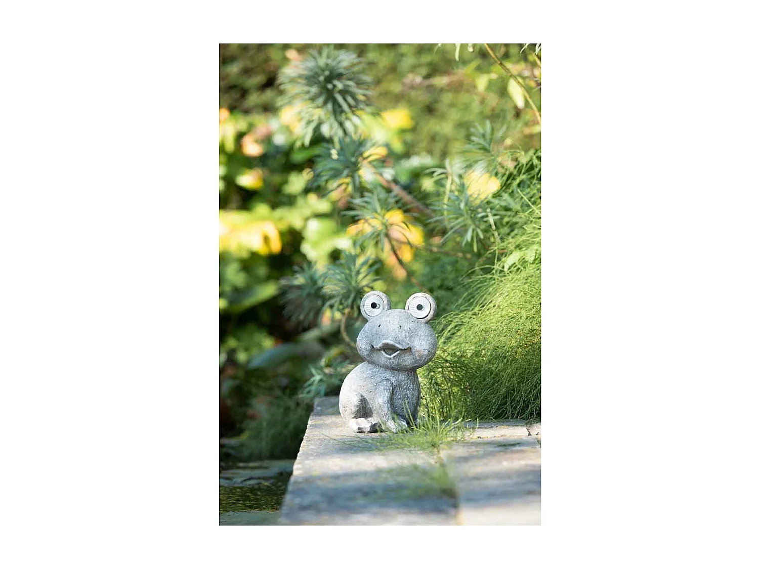 Statuette Déco "Grenouille Solaire" 22cm Gris